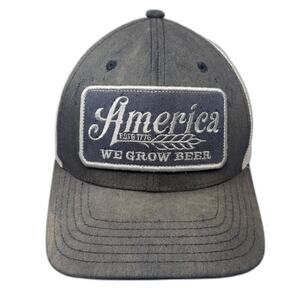 America Est. 1776 We Grow Beer Snapback Trucker Hat Blue One Size Rural Cloth